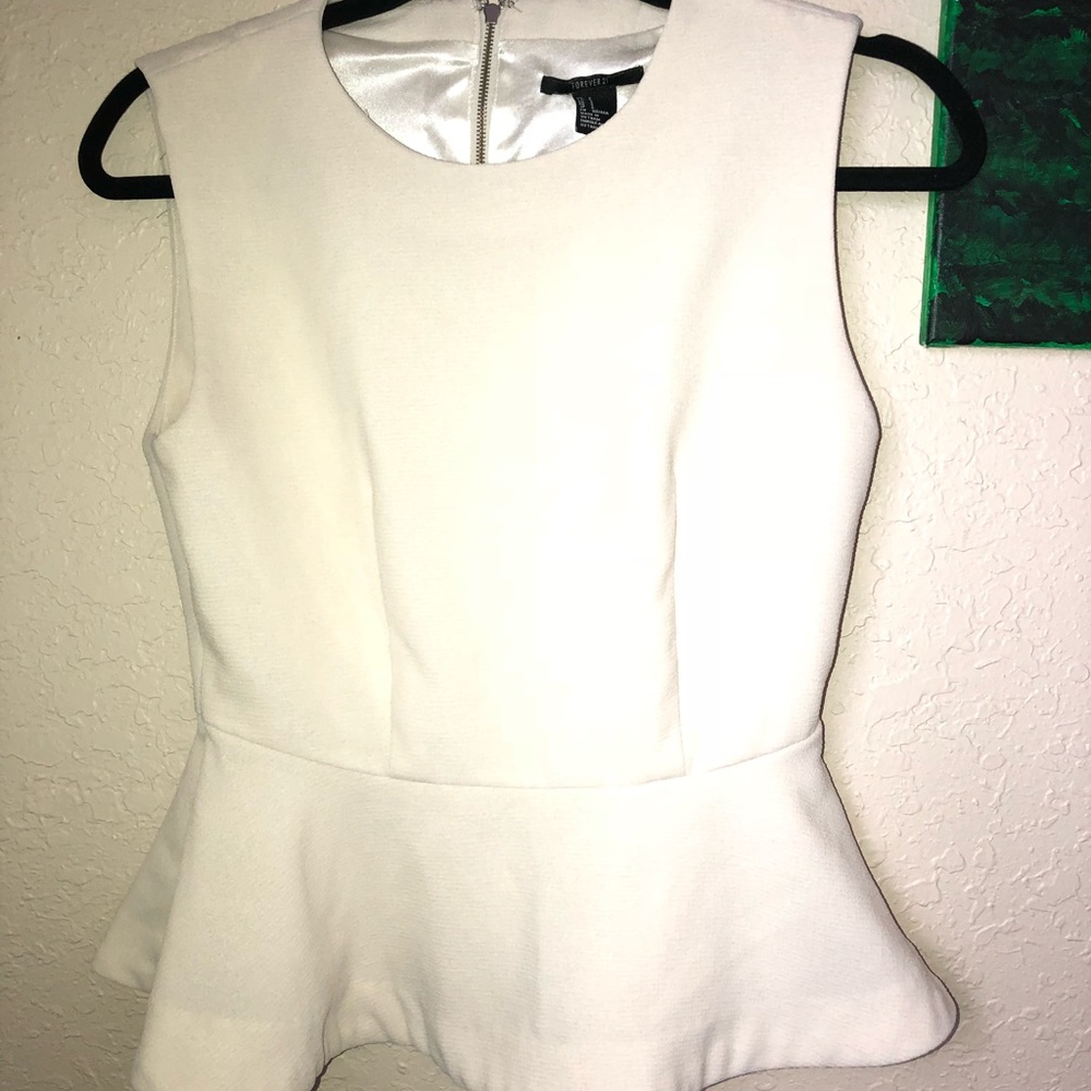 White sleeveless Peplum Shirt!